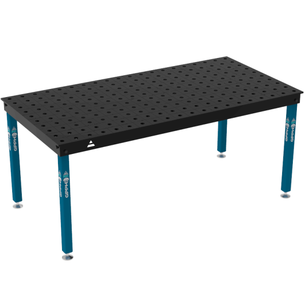 Svařovací stůl BASIC Rozměry – 2000 x 1000 mm, síť – 100 x 100 mm, systém – Φ28, nohy – na patkách