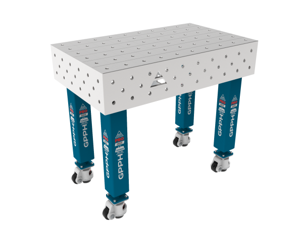 Table de soudage PRO INOX Dimensions : 1000 x 600 mm, maillage : 100 x 100 mm, système : Φ16, pieds : sur roulettes
