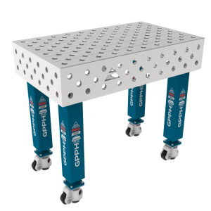 Table de soudage PRO INOX Dimensions : 1000 x 600 mm, Grille : diagonale, Système : Φ28, Pieds : sur roulettes