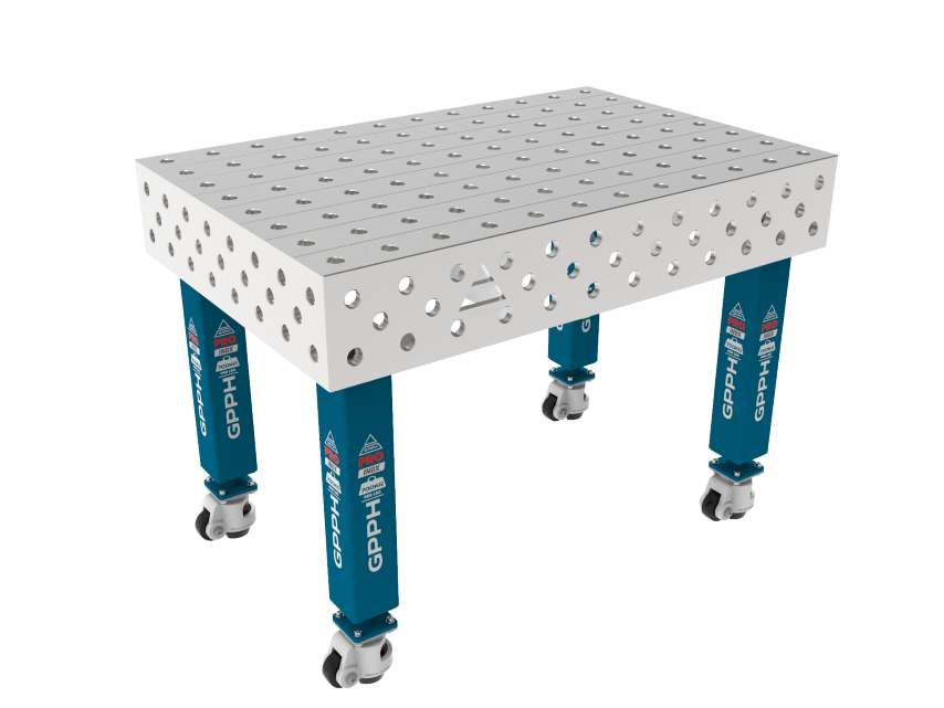 Zavarivački stol PRO INOX 1200 x 800 mm Mreža – 100x100 mm, Sustav – Φ28, Noge – Na kotačima, Ploča – Ploča PRO INOX