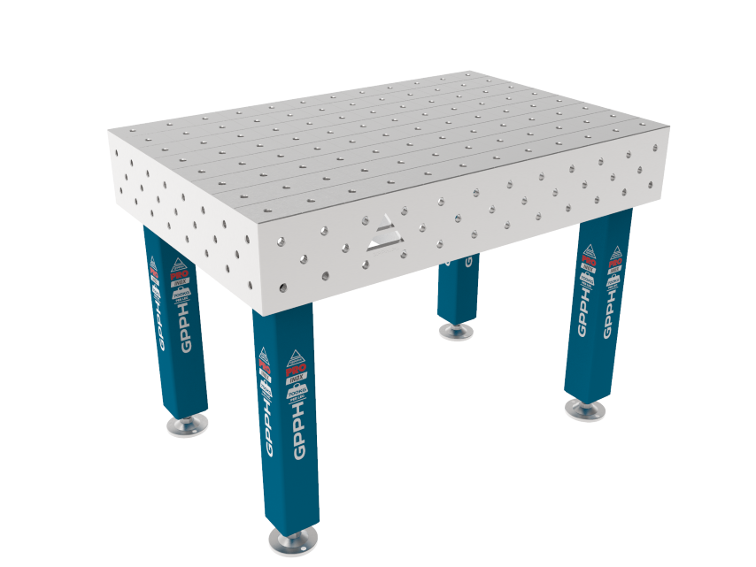 Zavarivački stol PRO INOX 1200 x 800 mm Mreža – 100x100 mm, Sustav – Φ16, Noge – Na stopama, Ploča – Ploča PRO INOX
