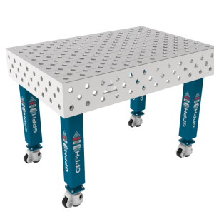 Svařovací stůl PRO INOX 1200 x 800 mm Mřížka – diagonální, Systém – Φ28, Nohy – Na kolečkách, Deska – Deska PRO INOX