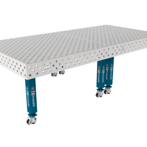 Masă de sudură PRO INOX 3000 x 1480 mm Plasă - diagonală, Sistem - Φ28, Picioare - Pe roți, Blat - Blat PRO INOX