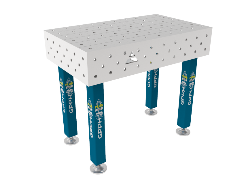 Mesa de soldadura PLUS INOX 1000 x 600 mm Malla - 100x100mm, Sistema - Φ16, Patas - Sobre pies, Tablero - Tablero PLUS INOX
