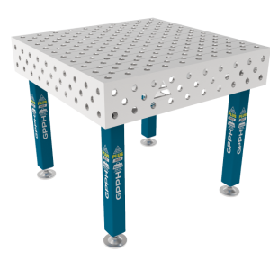 Table de soudage PLUS INOX 1000 x 1000 mm Grille - diagonale, Système - Φ28, Pieds - Sur socle, Plateau - Plateau PLUS INOX
