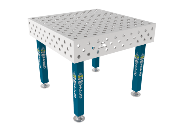 Table de soudage PLUS INOX 1000 x 1000 mm Grille - diagonale, Système - Φ28, Pieds - Sur socle, Plateau - Plateau PLUS INOX