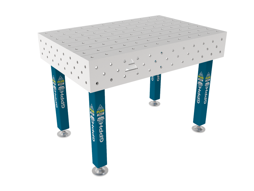 Schweißtisch PLUS INOX 1200 x 800 mm Gitter - 100x100mm, System - Φ16, Beine - Auf Füßen, Tischplatte - PLUS INOX