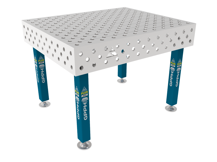 Hegesztőasztal PLUS INOX 1200 x 1000 mm Háló - átlós, Rendszer - Φ28, Lábak - Lábakon, Asztallap - Asztallap plusz INOX