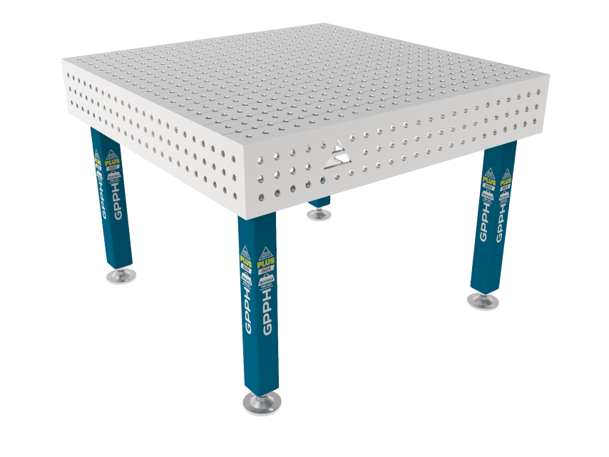 Table de soudage PLUS INOX 1200 x 1200 mm Grille - 50x50mm, Système - Φ16, Pieds - Sur socle, Plateau - Plateau PLUS INOX