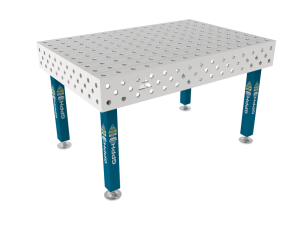 Table de soudage PLUS INOX 1500 x 1000 mm Grille - 100x100mm, Système - Φ28, Pieds - Sur socle, Plateau - Plateau PLUS INOX
