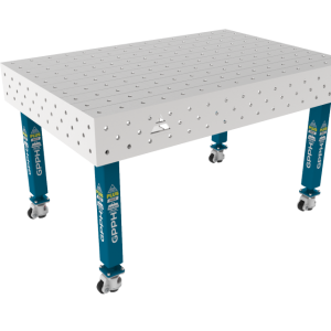 Table de soudage PLUS INOX 1500 x 1000 mm Grille - 100x100mm, Système - Φ16, Pieds - Sur roulettes, Plateau - Plateau PLUS INOX