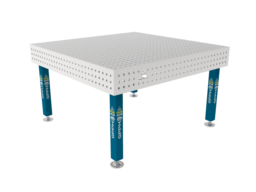 Welding table PLUS INOX 1500 x 1480 mm Grid - 50x50mm, System - Φ16, Legs - On feet, Tabletop - PLUS INOX tabletop