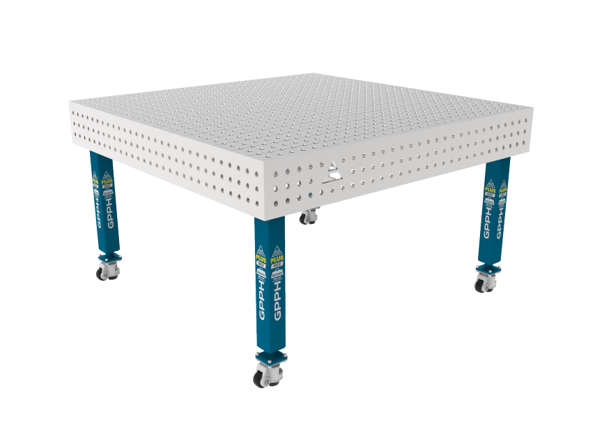 Welding table PLUS INOX 1500 x 1480 mm Grid - 50x50mm, System - Φ16, Legs - On wheels, Top - PLUS INOX top