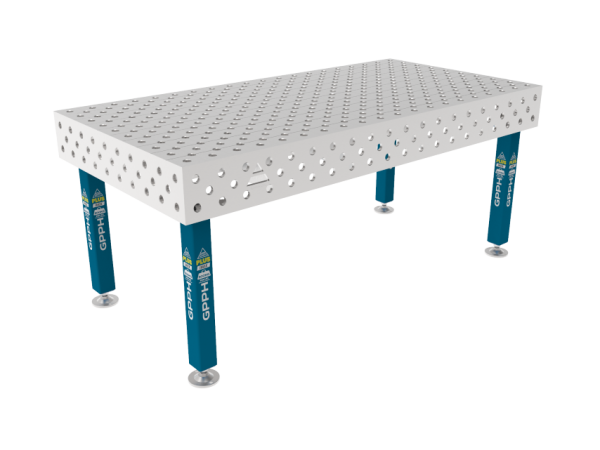 Schweißtisch PLUS INOX 2000 x 1000 mm Gitter - diagonal, System - Φ28, Beine - Auf Füßen, Tischplatte - Tischplatte PLUS INOX