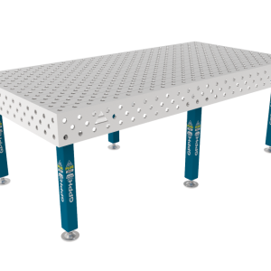 Table de soudage PLUS INOX 2400 x 1200 mm Grille - diagonale, Système - Φ28, Pieds - Sur socle, Plateau - Plateau PLUS INOX