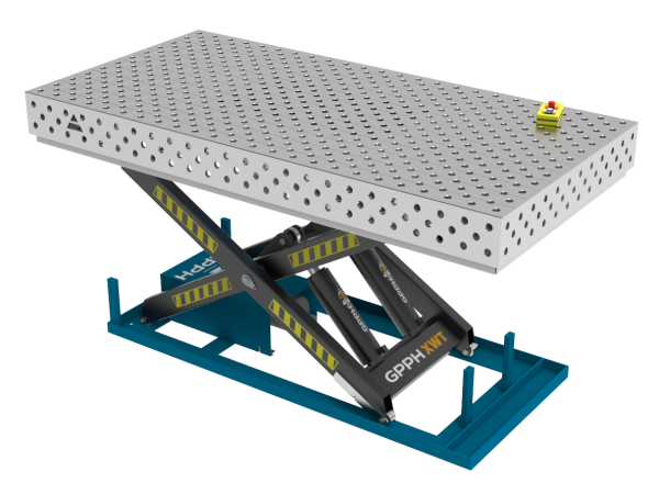 PRO INOX hegesztőasztal 2400x1200 mm hidraulikus emelőrendszerrel, 16-os rendszer, átlós rács