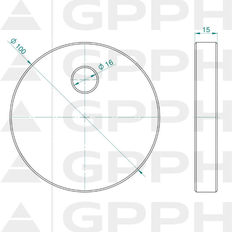Eccentric stop φ100, System - Φ16, Series - PLUS technical drawing