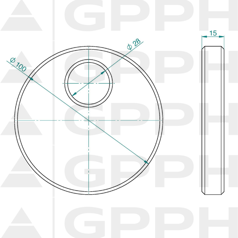 Eccentric stop φ100, System - Φ28, Series - PRO technical drawing