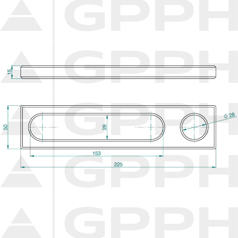 Stop 225, System - Φ28, Series - PRO technical drawing