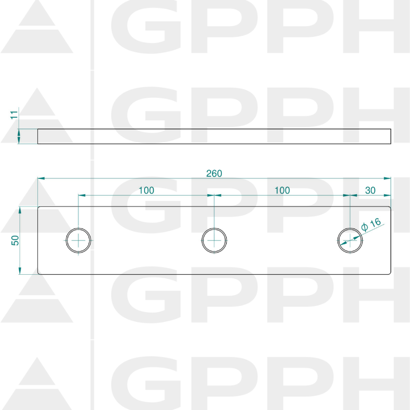 Trinquete 260, Sistema - Φ16, Serie - PLUS dibujo técnico