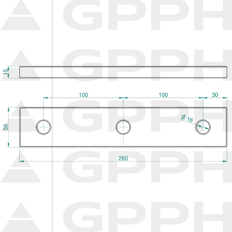 Trinquete 260, Sistema - Φ16, Serie - PRO dibujo técnico