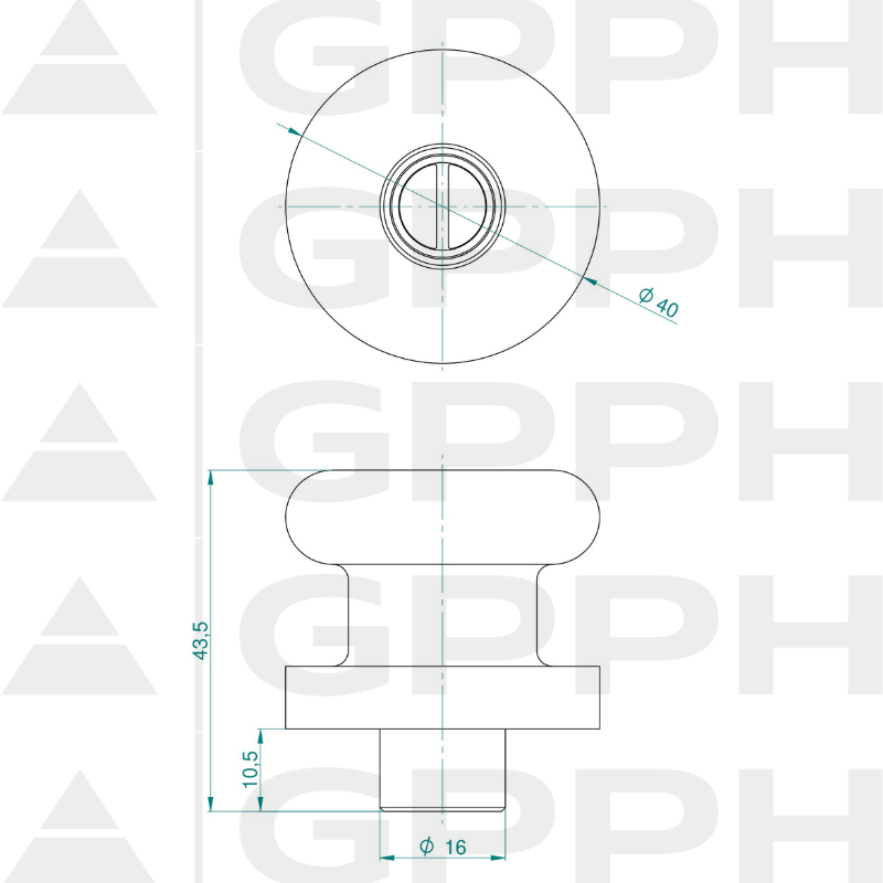 Perno magnético de fijación PLUS - diámetro 16 mm - dibujo técnico