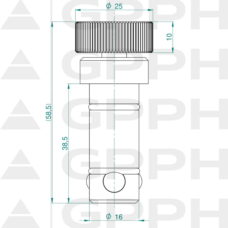 Tige de fixation PRO fi16mm dessin technique