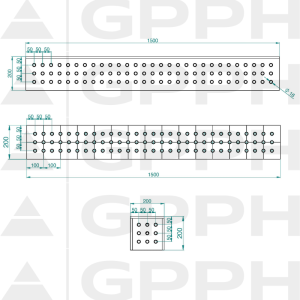 Bloc de conectare pentru masa de sudură
1500x200x200mm, Plasă - 50x50mm, Sistem - Φ16, Pentru masă - PLUS desen tehnic