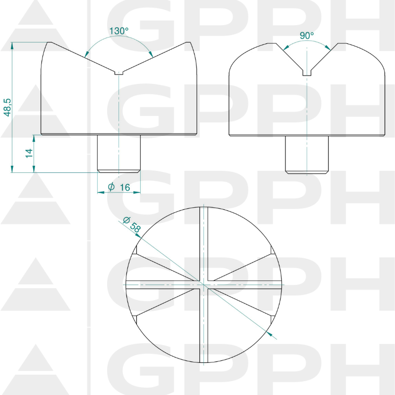 GPPH Prisme Ø58 130°/90° Ø16 16_P_003 