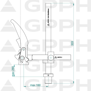 Clamping device with lever and adjustable projection GPPH, diameter 28 mm - technical drawing
