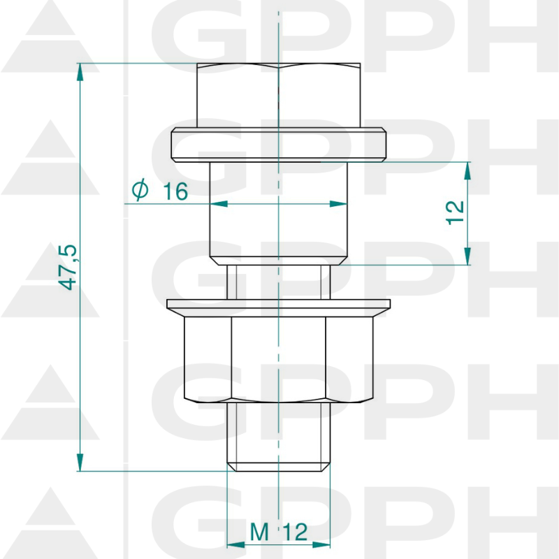 Pin de montaje ECO fi16 mm - dibujo técnico