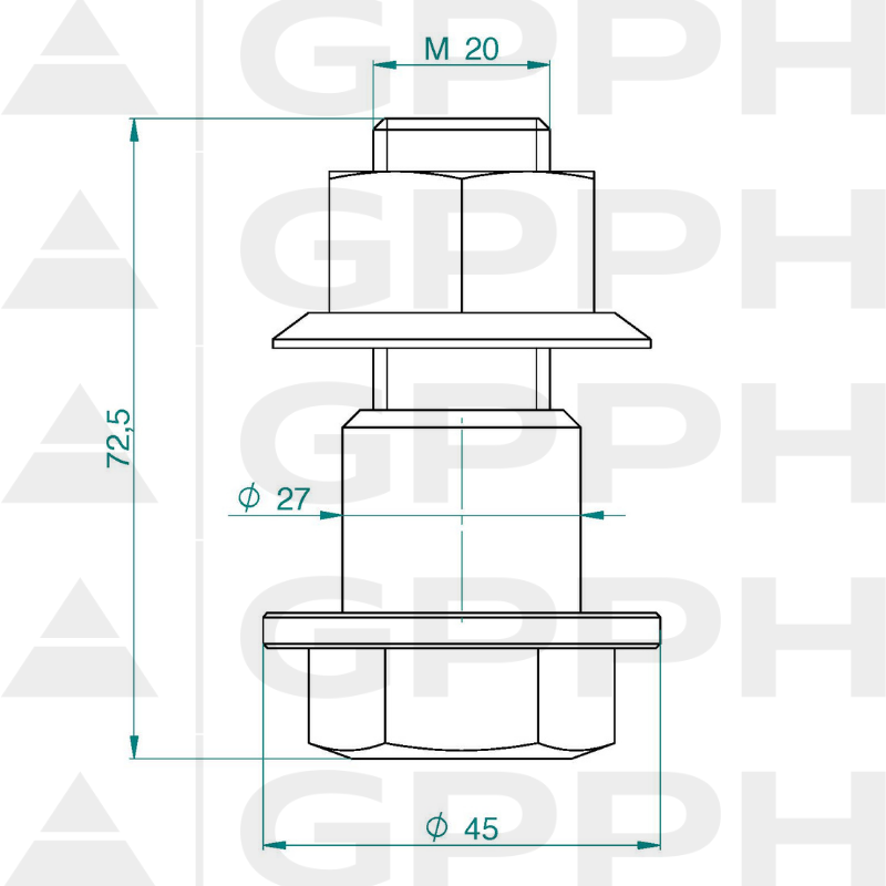 Pasador para montaje PLUS fi28 mm - dibujo técnico