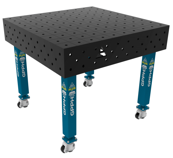 Welding table PLUS Size - 1000x1000mm, Grid - 100x100mm, System - Φ16, Legs - On wheels
