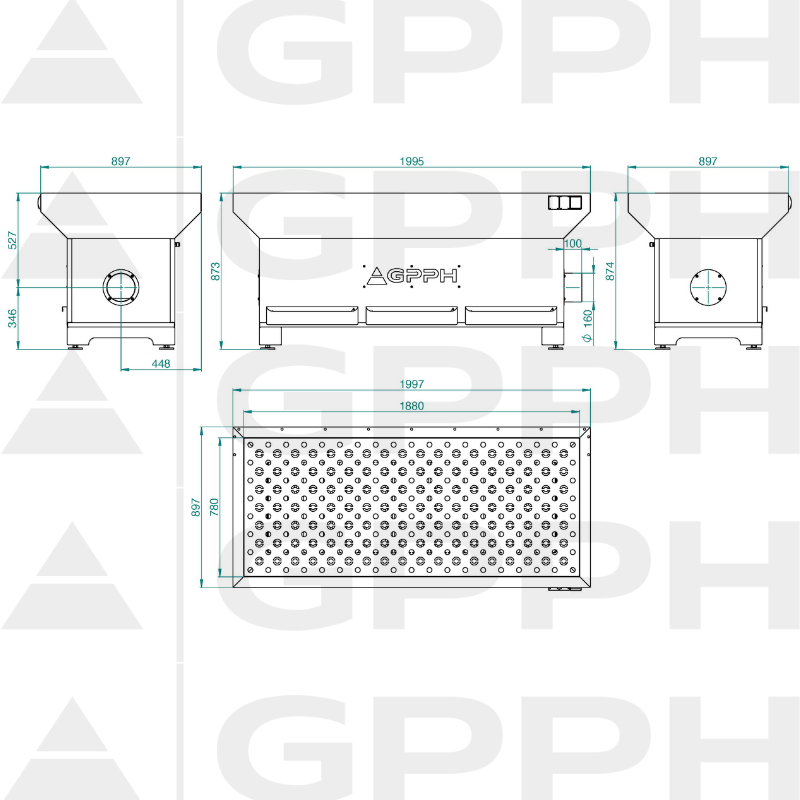 Dessin technique Poste de meulage et de soudage - base 1870 x 770 mm