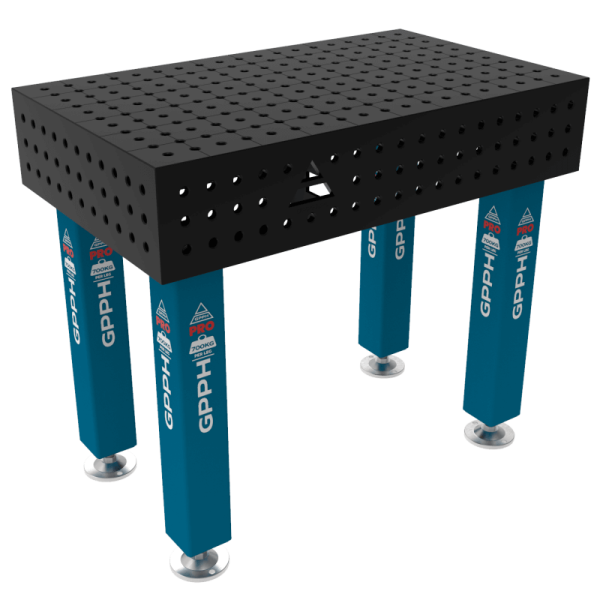 Table de soudage PRO Dimensions : 1000 x 600 mm, maille : 50 x 50 mm, système :  Φ16, pieds : sur patins