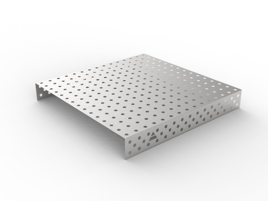 Stainless steel cover 1500x1480 in 100x100 grid, fi28