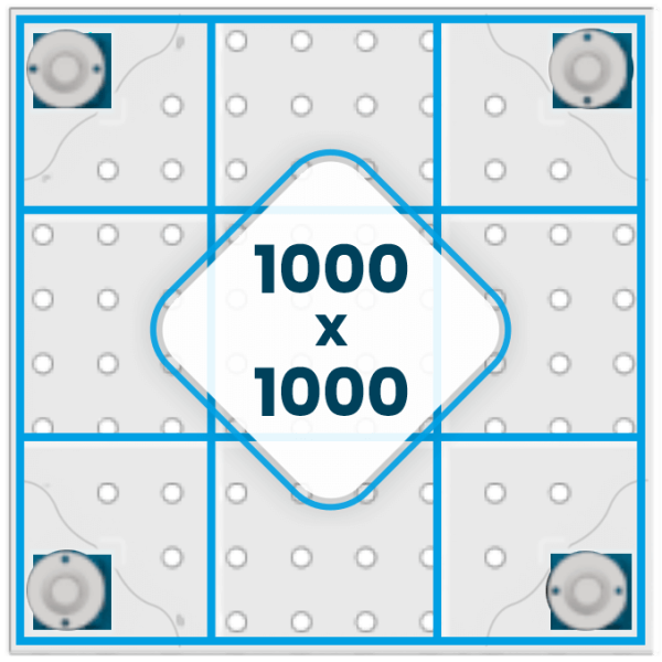 Nervurage de la table 1000×1000 mm