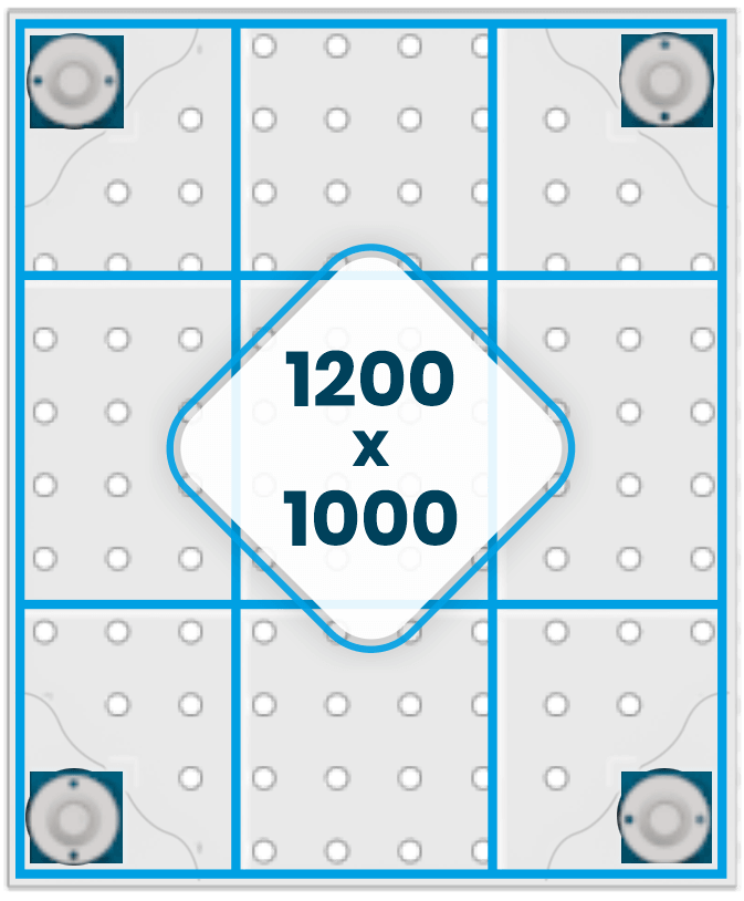 A 1200x1000 mm-es asztal bordázata