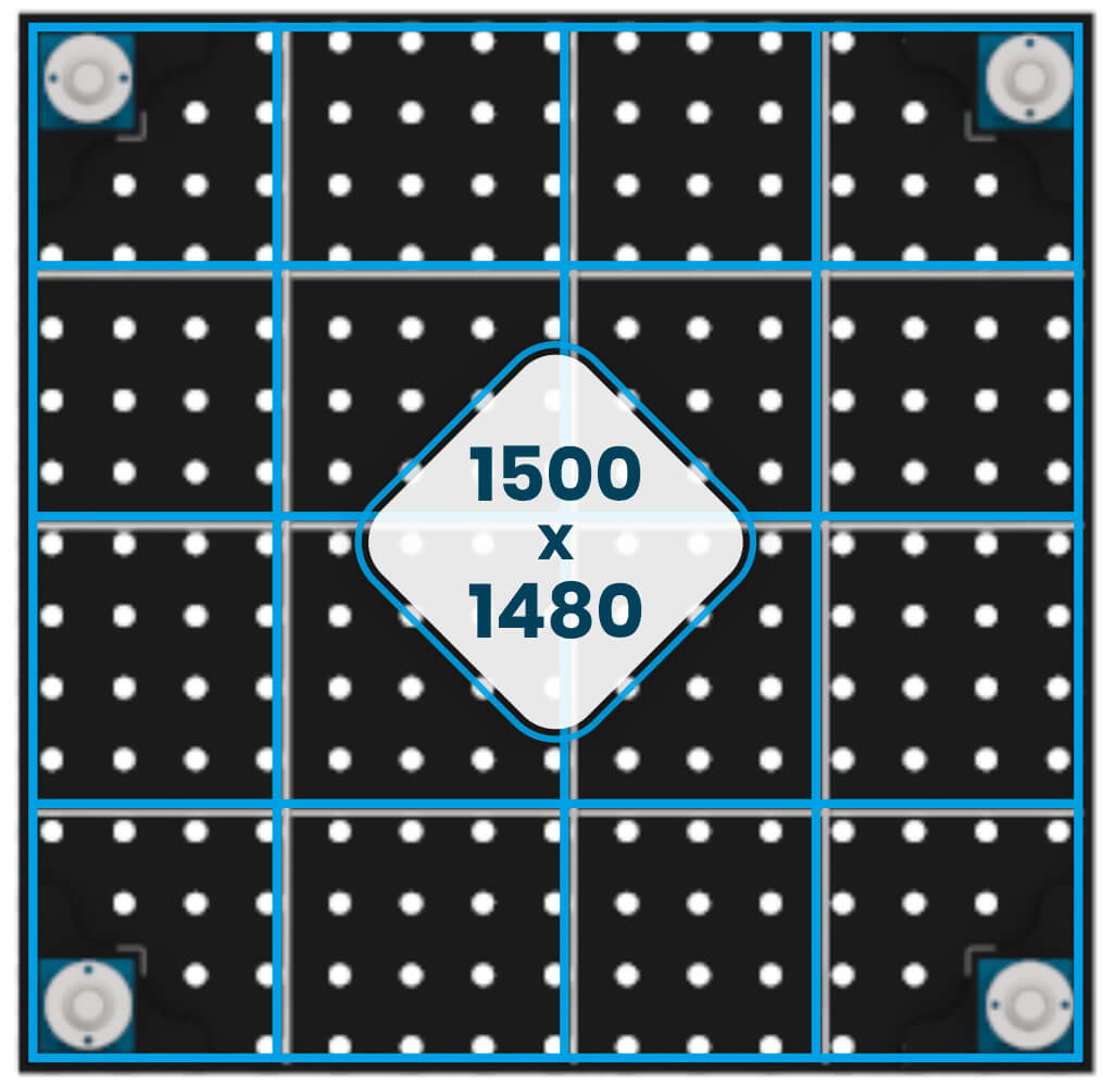 Žebrování stolu 1500x1480mm
