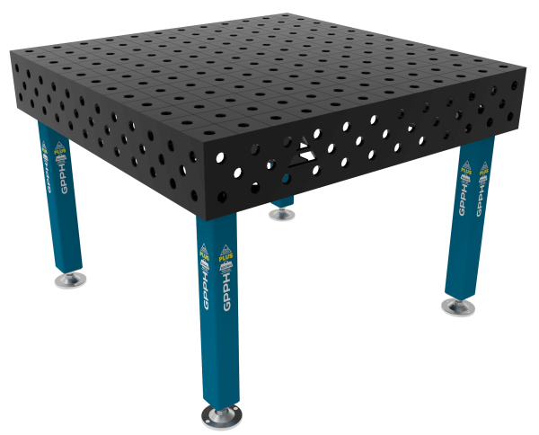 Schweißtisch PLUS Gitter - 100x100mm, System - Φ28, Größe - 1200x1200mm, Beine - Auf Füßen