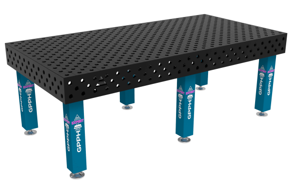 Svářovací Stůl EXPERT Rozměr - 2400x1200mm, Mřížka - diagonální, Systém - Φ28, Nohy - Na patkách