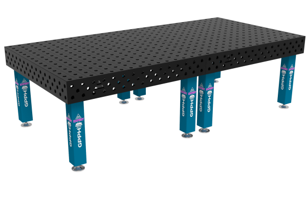 Masă de sudură EXPERT Dimensiuni - 3000x1480 mm, Grilă - 100x100 mm, Sistem - Φ28, Picioare - Pe picioare
