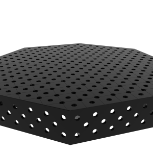OCT 1400x1400 mm-es nyolcszögletű hegesztőasztal, 28 mm átmérőjű átlós háló