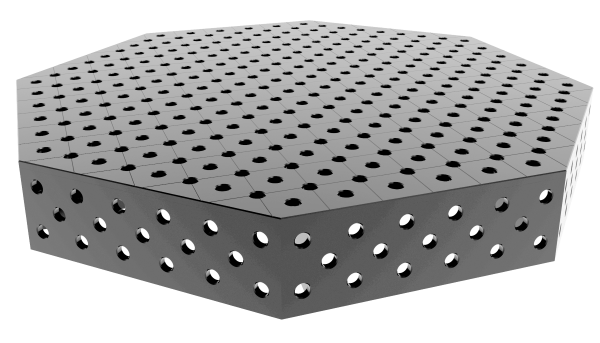 Osmiboký svařovací stůl OCT INOX 1400x1400mm fi28 diagonální mřížka