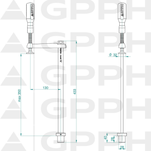 GPPH clamp, diameter 16 mm – technical drawing