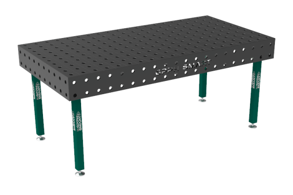 Svařovací stůl SMART Mřížka - 100x100mm, Systém - Φ28, Rozměr - 2000x1000mm, Nohy - Na patkách, Deska - 15mm