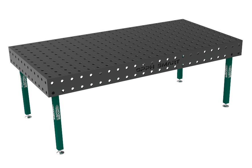 Stół spawalniczy SMART Siatka - 100x100mm, System - Φ28, Rozmiar - 2400x1200mm, Nogi - Na stopach, Blat - 15mm