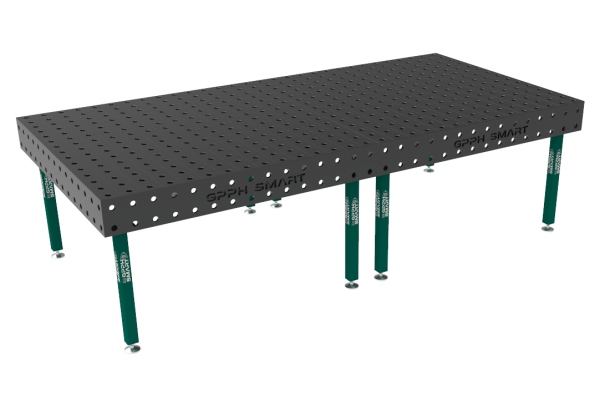 Svařovací stůl SMART Mřížka - 100x100mm, Systém - Φ28, Rozměr - 3000x1480mm, Nohy - Na patkách, Deska - 15mm
