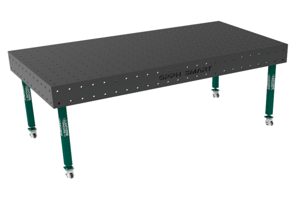 SMART welding table Grid - 100x100mm, System - Φ16, Size - 2400x1200mm, Legs - On wheels, Tabletop - 12mm