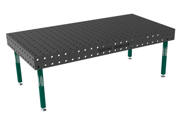 Table de soudage SMART Grille - 100x100mm, Système - Φ28, Dimensions - 2400x1200mm, Pieds - Sur patins, Plateau - 12mm